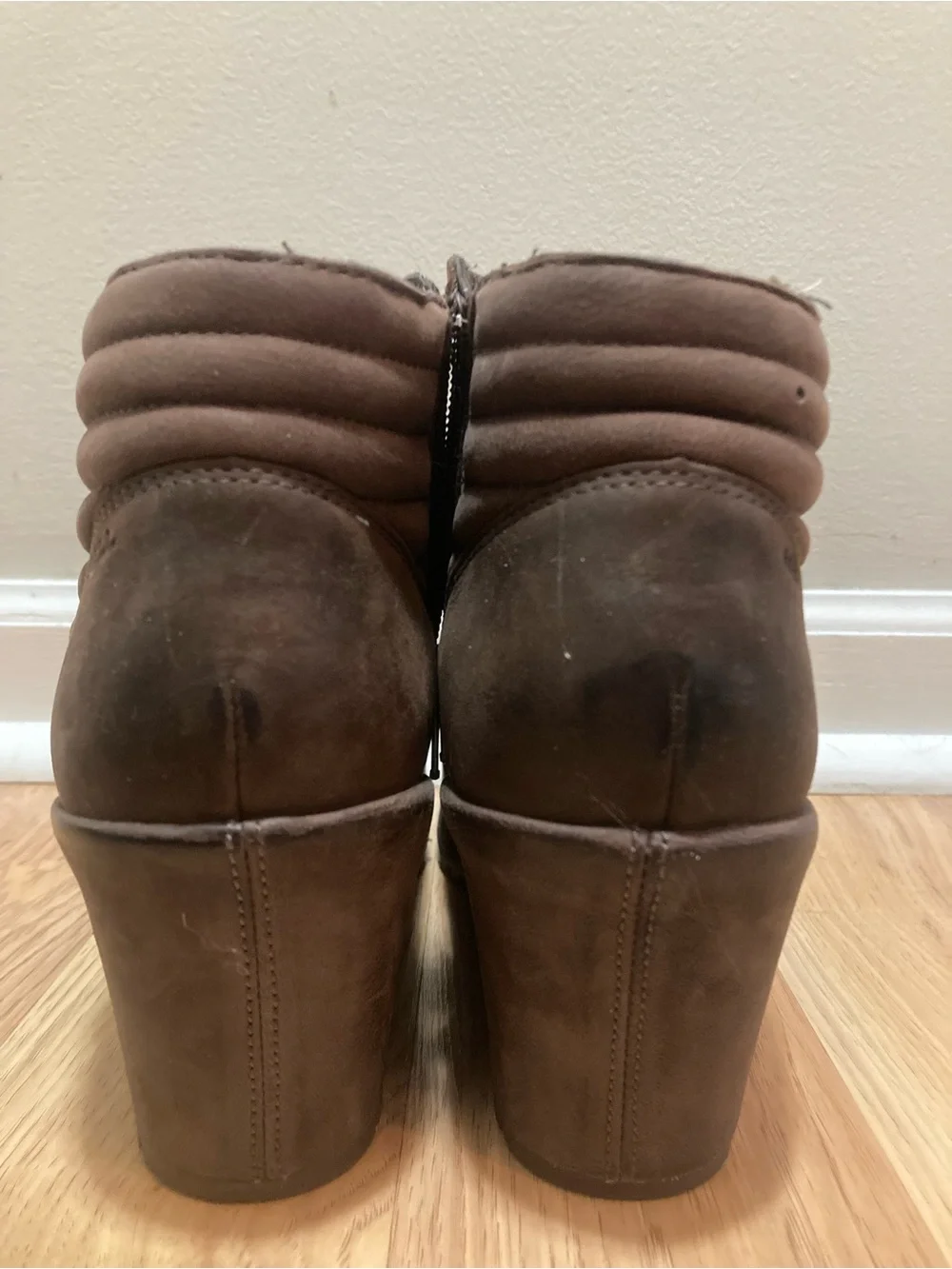 Merrell Brown Suede Wedge Ankle Boots with Side Zip